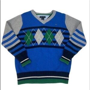 Tommy Hilfiger Boy’s Argyle V-Neck Knitted Sweater Size 5 Style J380428